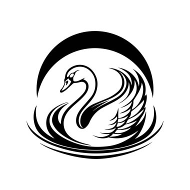 Siyah ve beyaz kuğu vektör çizimi.