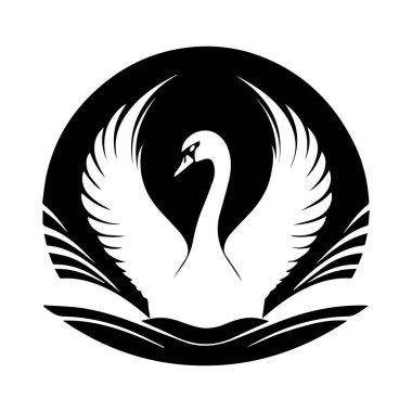 Siyah ve beyaz kuğu vektör çizimi.