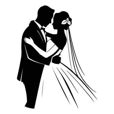 Mutlu bir çift, gelin ve damat arasında nikah törenini kutluyor..