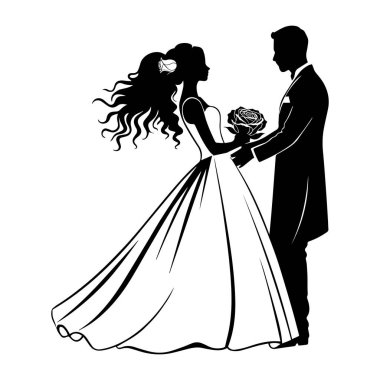 Mutlu bir çift, gelin ve damat arasında nikah törenini kutluyor..