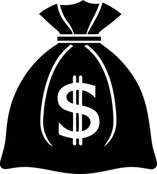 Para çuvalı illüstrasyon vektör unsurları silueti beyaz arka planda izole edilmiş finans ve para temalı tasarım için ideal.