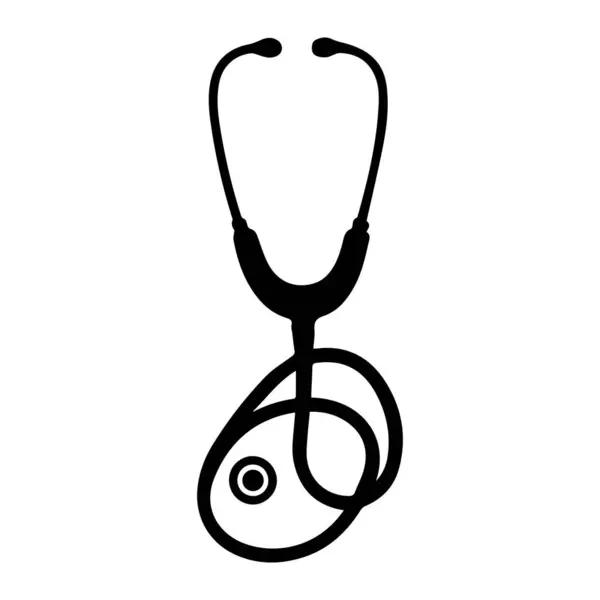 Stetoskop grafik işareti beyaz arkaplan sembolü tıp vektörü illüstrasyonunda izole edildi.