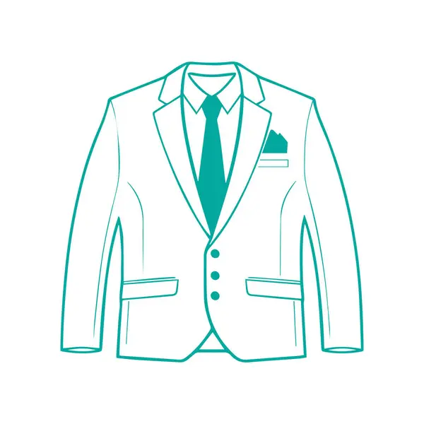 Beyaz arkaplan vektörüne izole edilmiş takım elbise giysisi erkek ceketi ceketi sembolü basit siluet.
