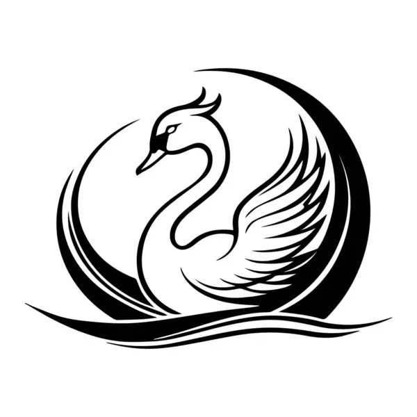 Siyah ve beyaz kuğu vektör çizimi.