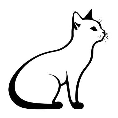 Beyaz arkaplanda kedi silueti vektörü.
