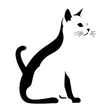 Beyaz arkaplanda kedi silueti vektörü.