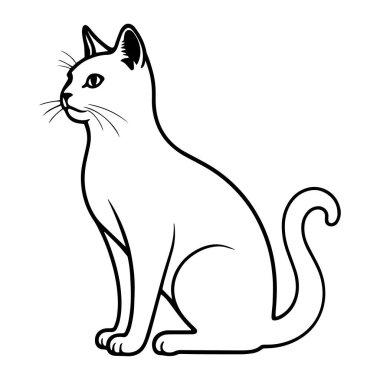 Beyaz arkaplanda kedi silueti vektörü.