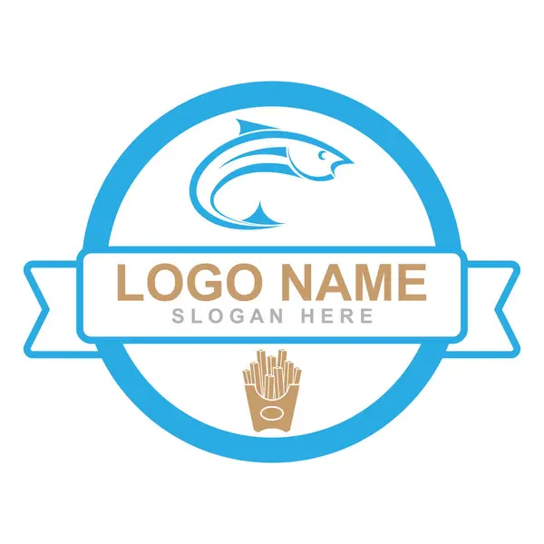 Balık kızartması tasarım logo şablonu ve sıcak cips vektörü.