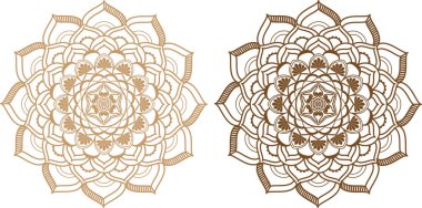 Mandala Süsleme el çizimi elementler dekoratif tasarım dairesel çiçek vektörü.