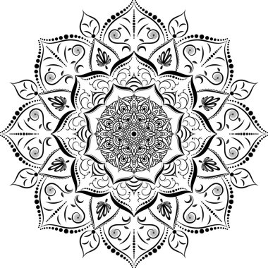 Mandala Süsleme el çizimi elementler dekoratif tasarım dairesel çiçek vektörü.