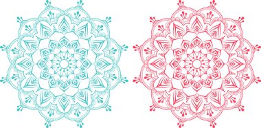 Mandala Süsleme el çizimi elementler dekoratif tasarım dairesel çiçek vektörü.