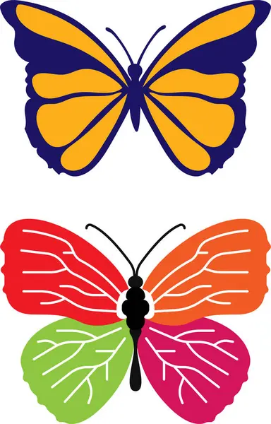 Kelebek simgeleri tasarım vektör çizimi beyaz arkaplanda izole edildi.