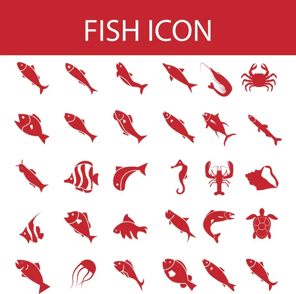 Balık simgesi vektör silueti koleksiyonu.