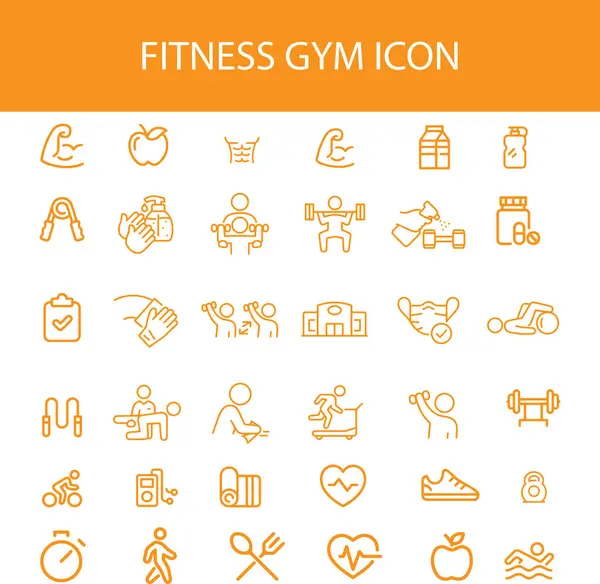 Fitness ve spor salonu simgeleri tasarım karalama sağlık seti vektörü.