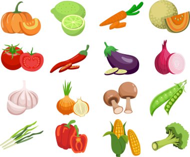 Renkli sebzelerin sebze seti çizim biçimi.