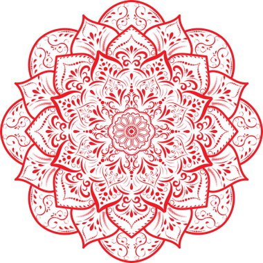 Kına dövmesi dekorasyonu için dairesel illüstrasyon deseni. Etnik doğu tarzı çiçek deseni..