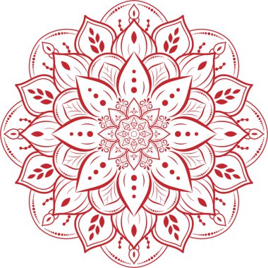 Kına dövmesi dekorasyonu için dairesel illüstrasyon deseni. Etnik doğu tarzı çiçek deseni..