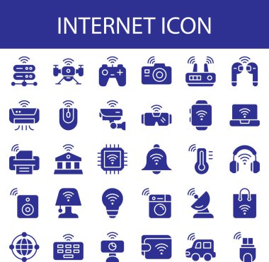 Küresel ağ da dahil olmak üzere internet simgeleri vektör nesneleri kümesi.