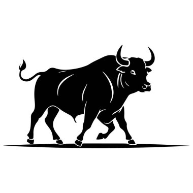 Boğa silueti logo vektörü siyah beyaz illüstrasyon.