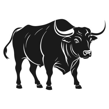 Boğa silueti logo vektörü siyah beyaz illüstrasyon.