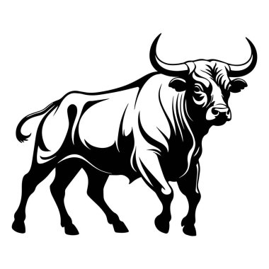 Boğa silueti logo vektörü siyah beyaz illüstrasyon.