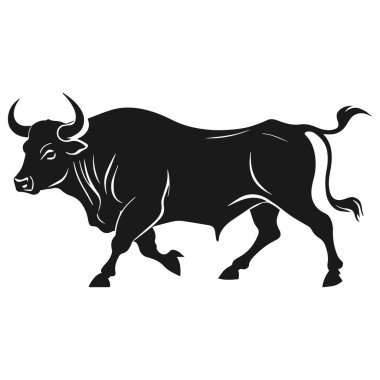Boğa silueti logo vektörü siyah beyaz illüstrasyon.