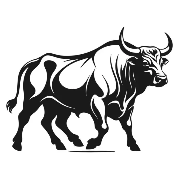 Boğa silueti logo vektörü siyah beyaz illüstrasyon.