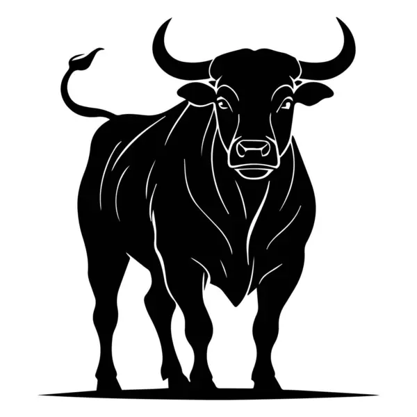 Boğa silueti logo vektörü siyah beyaz illüstrasyon.