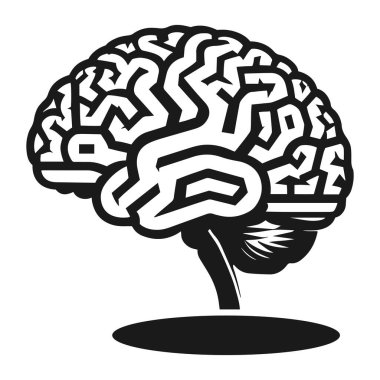 İnsan beyni vektör eli anatomi çizimi silüeti.