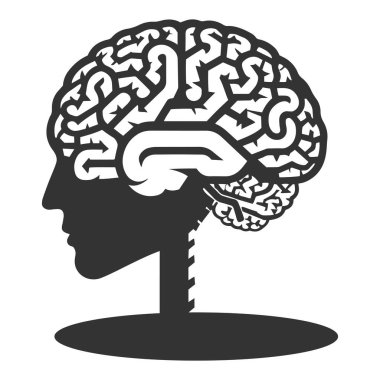 İnsan beyni vektör eli anatomi çizimi silüeti.