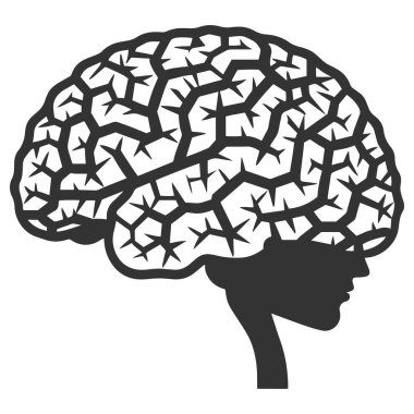 İnsan beyni vektör eli anatomi çizimi silüeti.