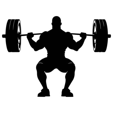 Halterci büyük halter vücut geliştirici siluet vektörü kaldırır.