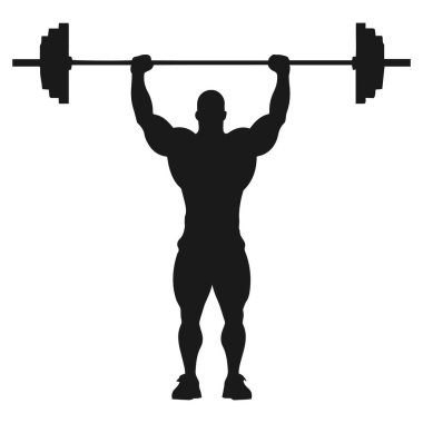 Halterci büyük halter vücut geliştirici siluet vektörü kaldırır.