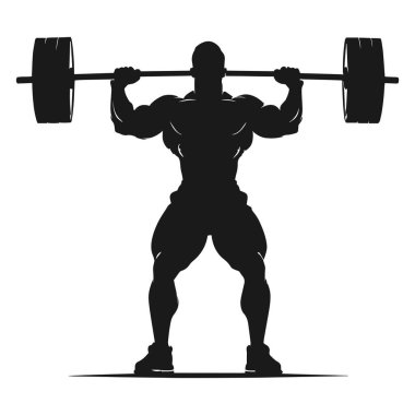 Halterci büyük halter vücut geliştirici siluet vektörü kaldırır.
