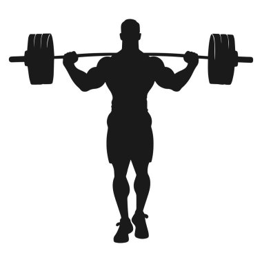 Halterci büyük halter vücut geliştirici siluet vektörü kaldırır.