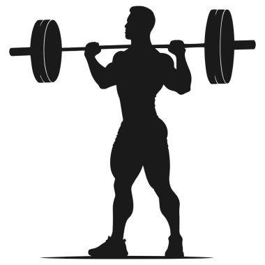 Halterci büyük halter vücut geliştirici siluet vektörü kaldırır.