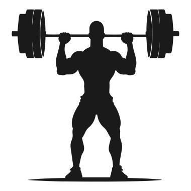 Halterci büyük halter vücut geliştirici siluet vektörü kaldırır.