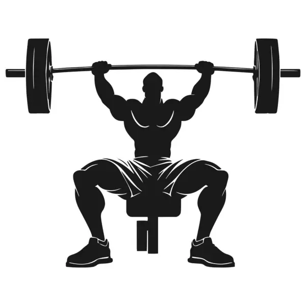 Halterci büyük halter vücut geliştirici siluet vektörü kaldırır.