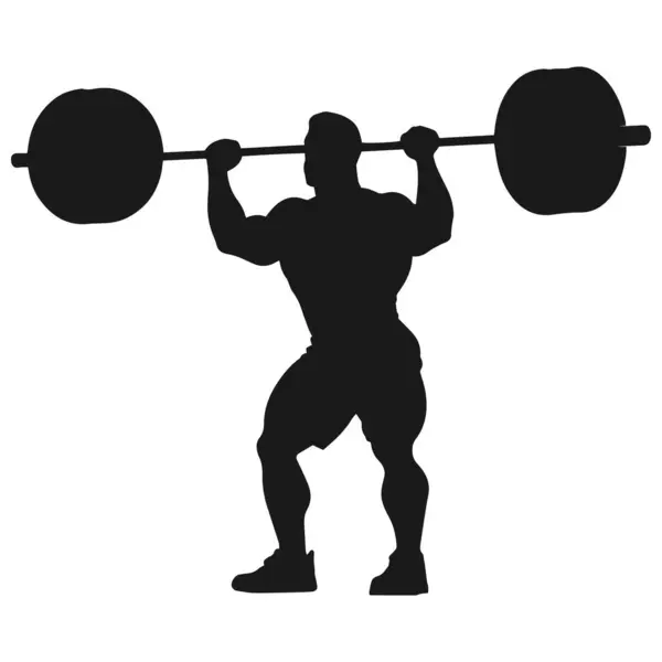 Halterci büyük halter vücut geliştirici siluet vektörü kaldırır.