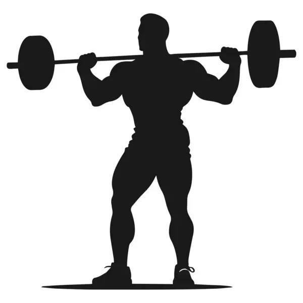 Halterci büyük halter vücut geliştirici siluet vektörü kaldırır.