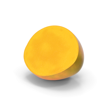 3 boyutlu gerçekçi kırmızı renkli olgun mango dilimi reklam elementleri için izole edilmiş nesne, beyaz arka planda taze Japon zarif mango meyveleri, mangolar zengin bir VITAMIN A B C D kaynağıdır. 