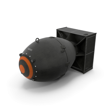 Beyaz arka planda izole edilmiş 3D gerçekçi PNG atom bombası. B 41 nükleer silah, atom bombası, Sovyet termonükleer bombası.