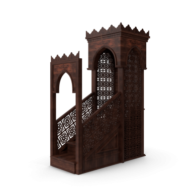 Ahşap Dekoratif İmam 'ın Mihrab Mimber Podyum Merdivenleri Rostrum 3d tecrit edilmiş, İmam caminin içinde podyum konuşuyor,