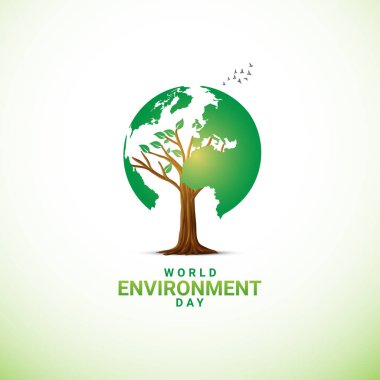 Dünya Çevre Günü konsepti logo afişi poster afişi düzenlenebilir vektör ilüstrasyonu, Çevreyi Birlikte Kurtaralım, Gezegenimizi koruyan Plastik Kirliliğe Son Verelim