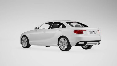 Lüks premium gerçekçi sedan coupe rengi beyaz zarif yeni araba şehir elektriği güç modeli yaşam tarzı modern şık beyaz Coupe Modern Otomotiv Tasarımı, Sedan Car izole edilmiş.