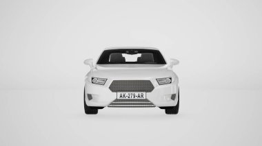 Lüks premium gerçekçi sedan coupe rengi beyaz zarif yeni araba şehir elektriği güç modeli yaşam tarzı modern şık beyaz Coupe Modern Otomotiv Tasarımı, Sedan Car izole edilmiş.