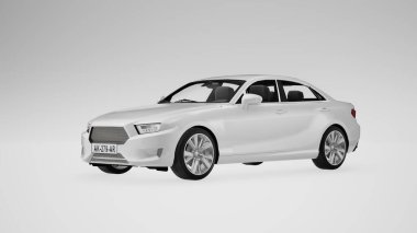 Lüks premium gerçekçi sedan coupe rengi beyaz zarif yeni araba şehir elektriği güç modeli yaşam tarzı modern şık beyaz Coupe Modern Otomotiv Tasarımı, Sedan Car izole edilmiş.
