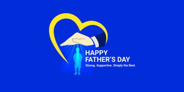 Babam çocuklar için kutsanmış ve güvenli bir gölgedir. Mutlu Babalar Günü logosu. Sosyal medya yaratıcı kavramı. 