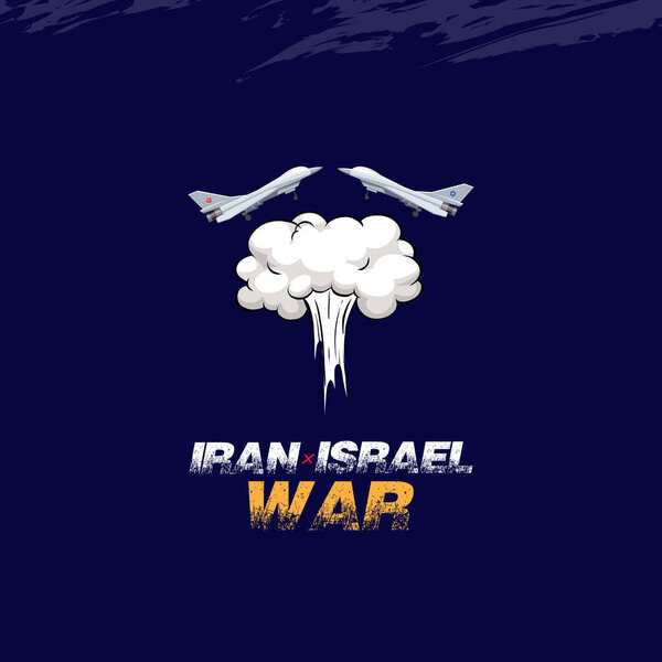 Ирано-израильский конфликт: война в кольце, ирано-израильский военный конфликт, изображенный на плакате, векторная иллюстрация Плакат творческий графический дизайн.