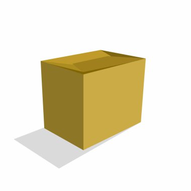 Karton kutu illüstrasyon vektör tasarımını sarı renkli 3d biçiminde paketler